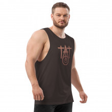 Sacred Saint Tattoo Sunburst Tombstone Men’s drop arm tank top. Exclusively available for Australia & New Zealand only.